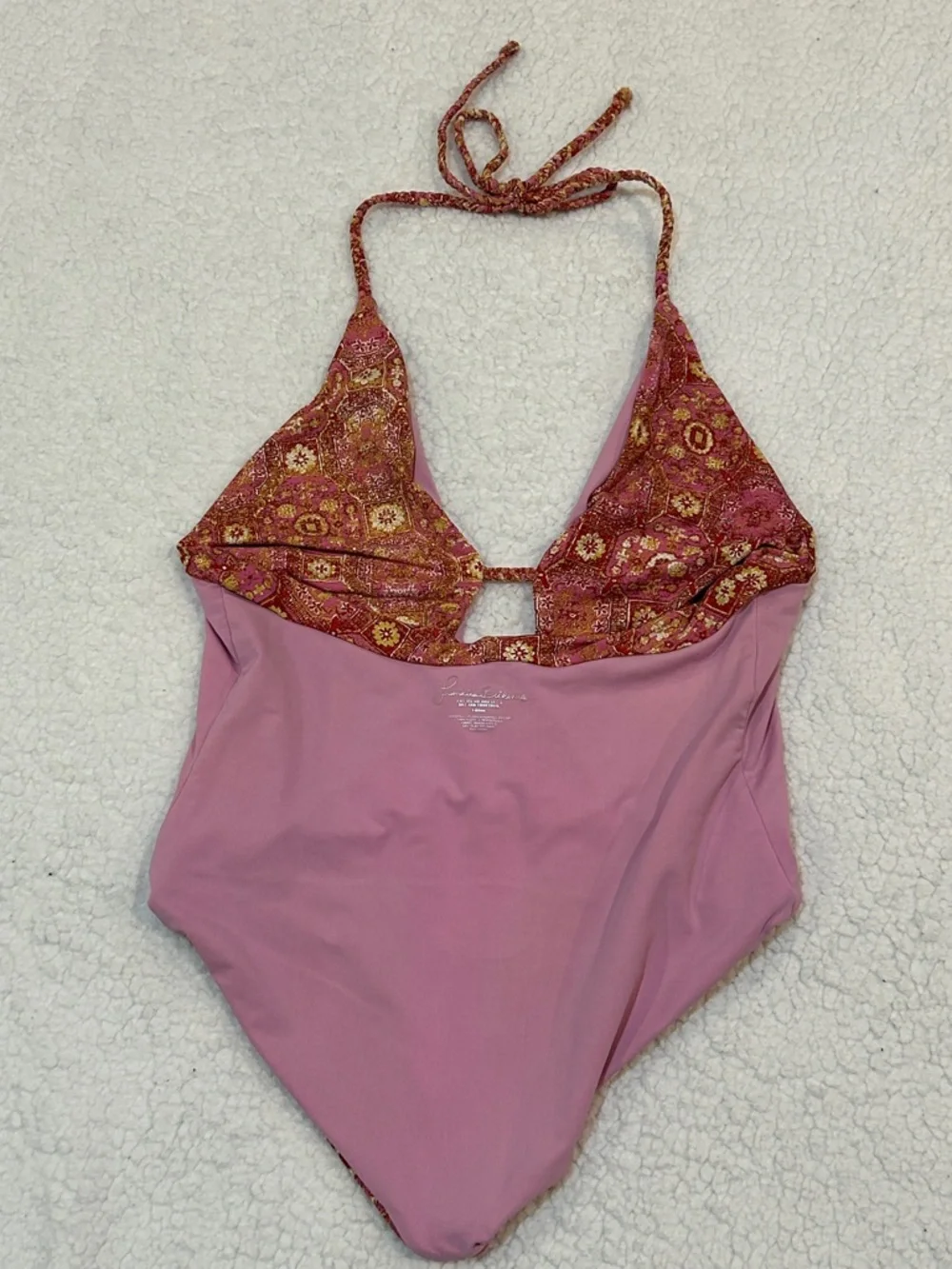 Frankies Bikinis Lily Geo Print One Piece Swimsuit size Large Isla Pink